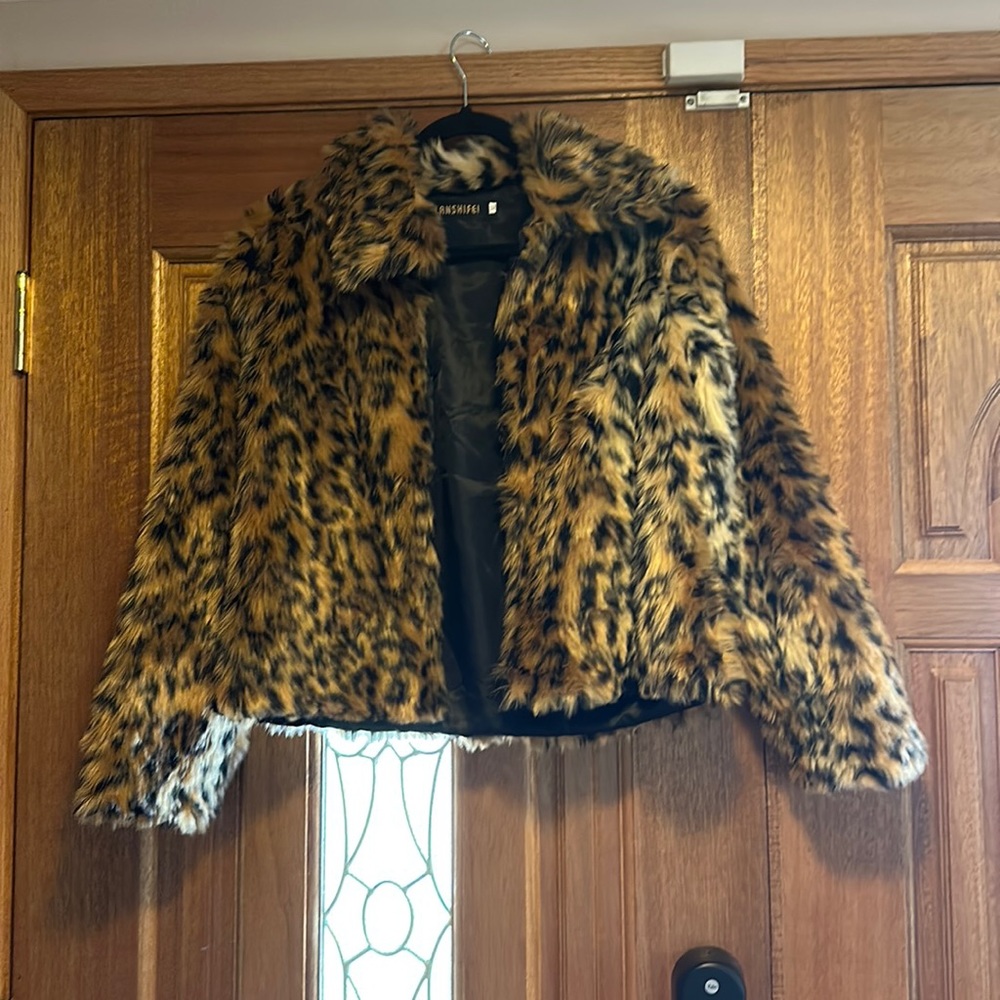 Furry leopard jacket
